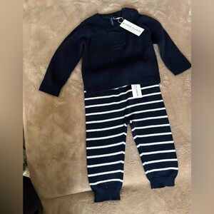 Janie and Jack infant boys navy/white sweater set 12-18 mo. Brand new with tags